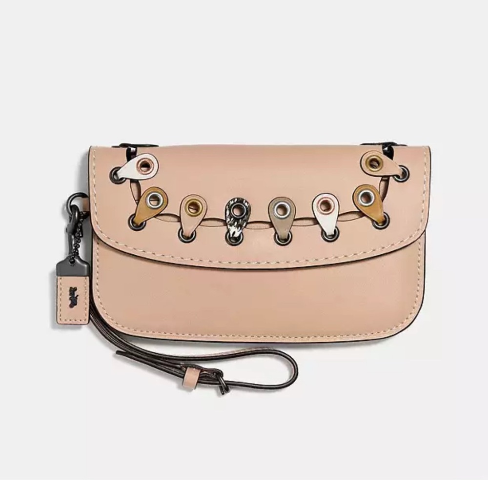NWT Coach 1941 Clutch With Snakeskin Coach Link Detail new with packaging.